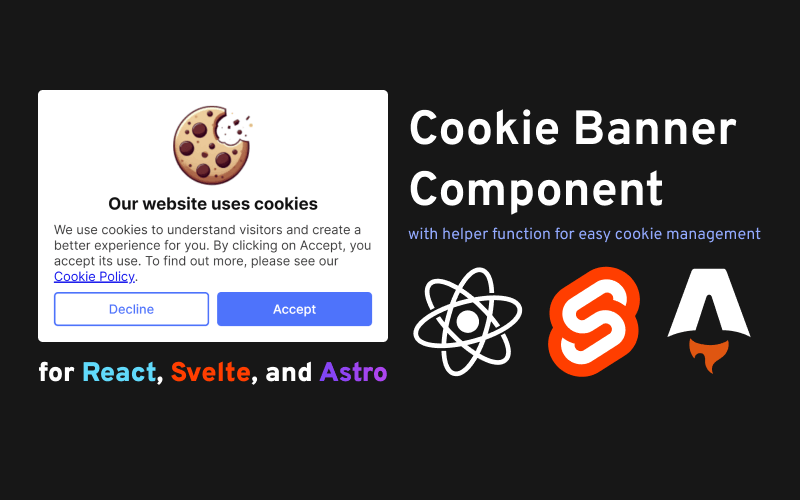 Cookie banner component for React, Svelte, and Astro
