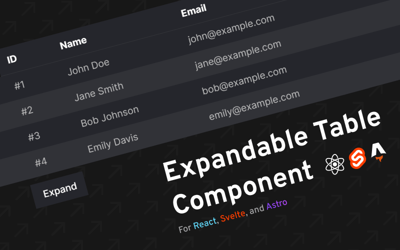 Expandable table component for React, Svelte, and Astro